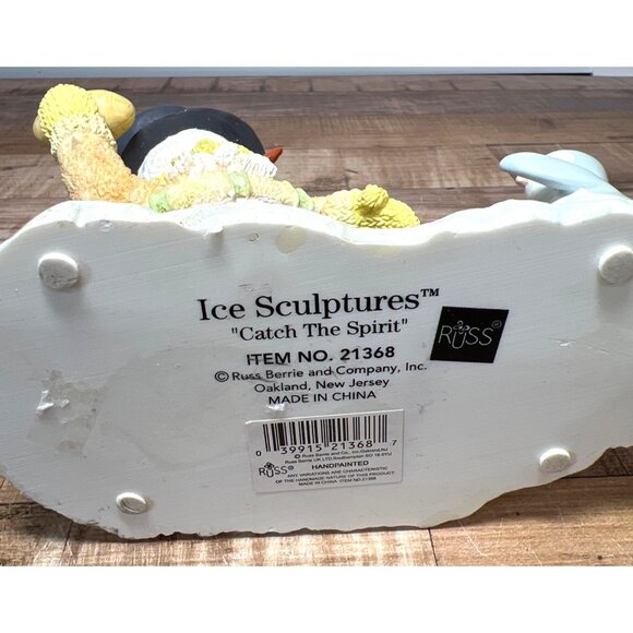 Russ Ice Sculptures Catch The Spirit Snowman Collectible Figurine Winter Decor - Picture 5 of 7